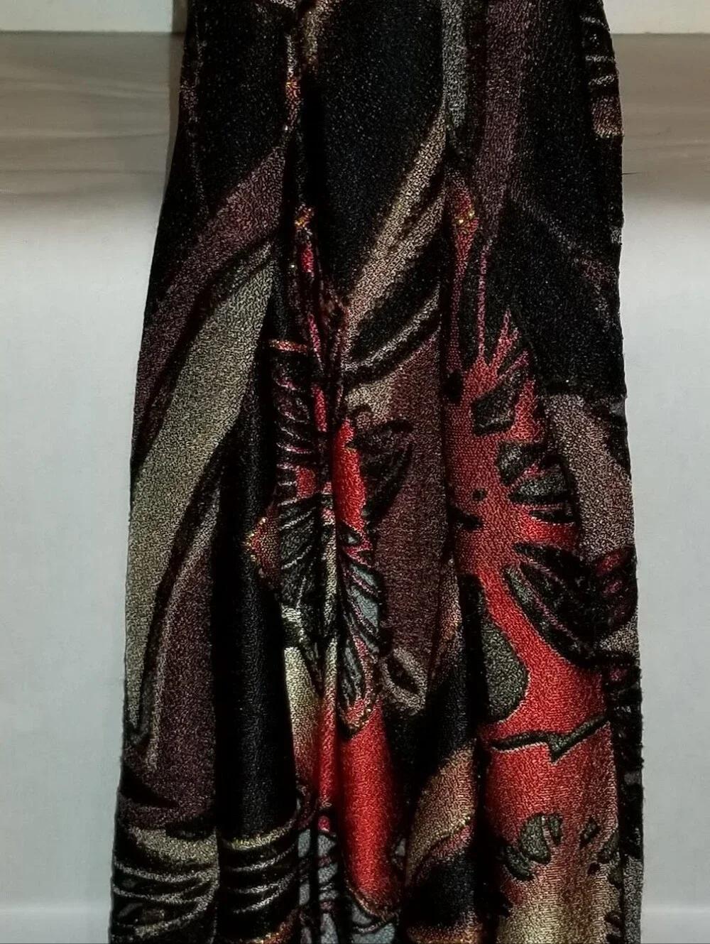 Metallic Burnt Orange & Black Patterned Scarf Rich Colors That Scream FALL
